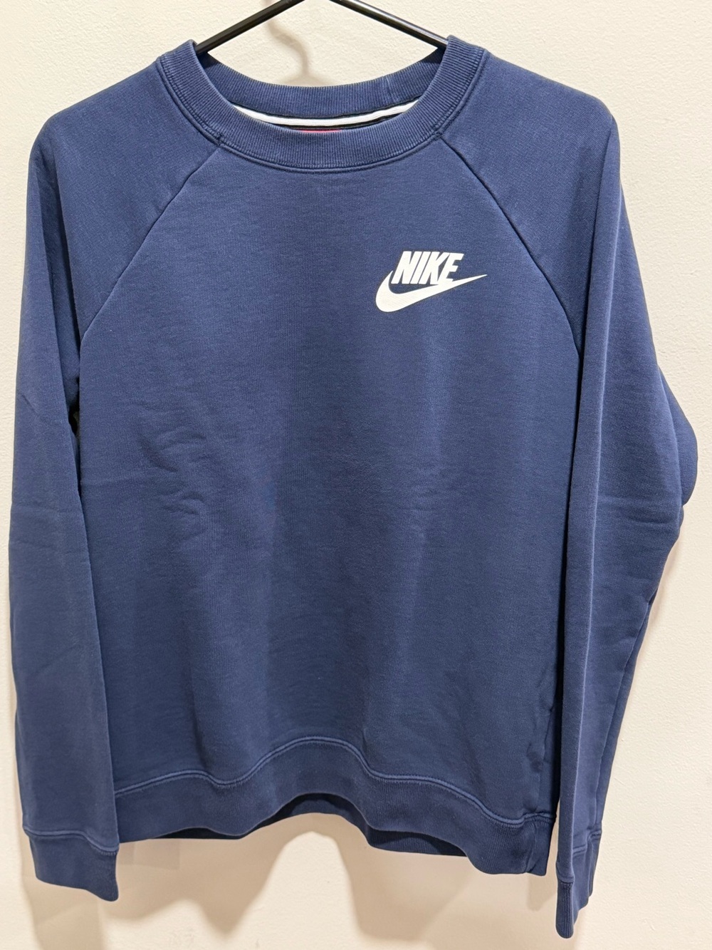 Nike Essential Cotton Blend Crewneck Sweatshirt Navy Boxy Relaxed Size Small